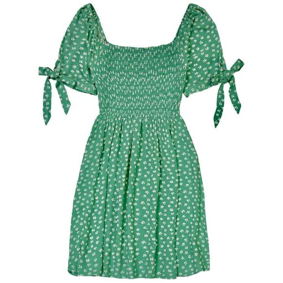 American Eagle Outfitters AE Floral Tie-Sleeve Smocked Mini Dress Size M NWT - Picture 4 of 4